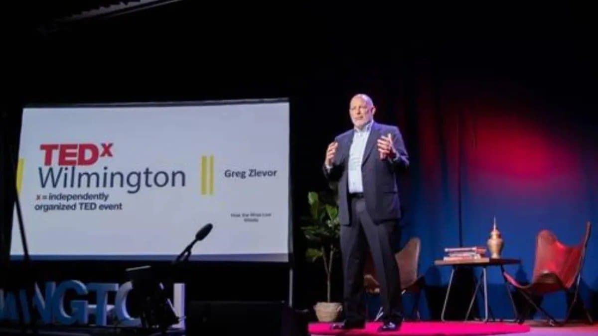 Greg Zlevor speaking at a TEDx event