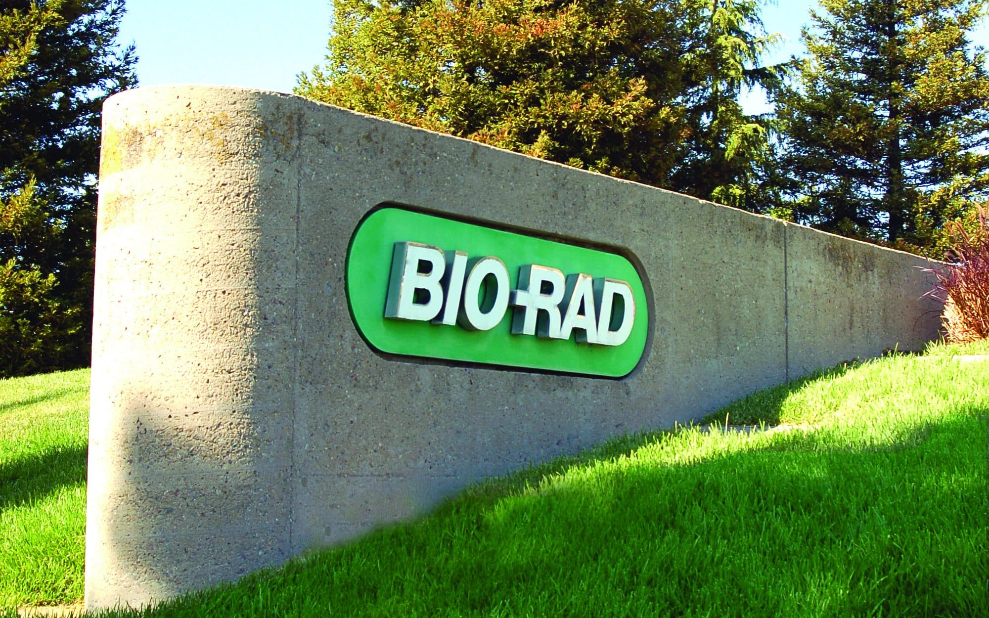The Bio-Rad sign at the company's headquarters in Hercules, California