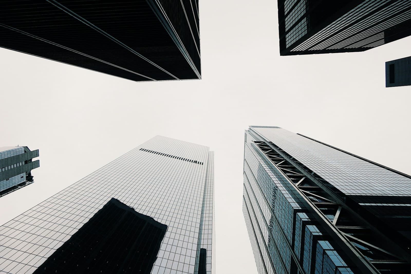 Looking up between office towers